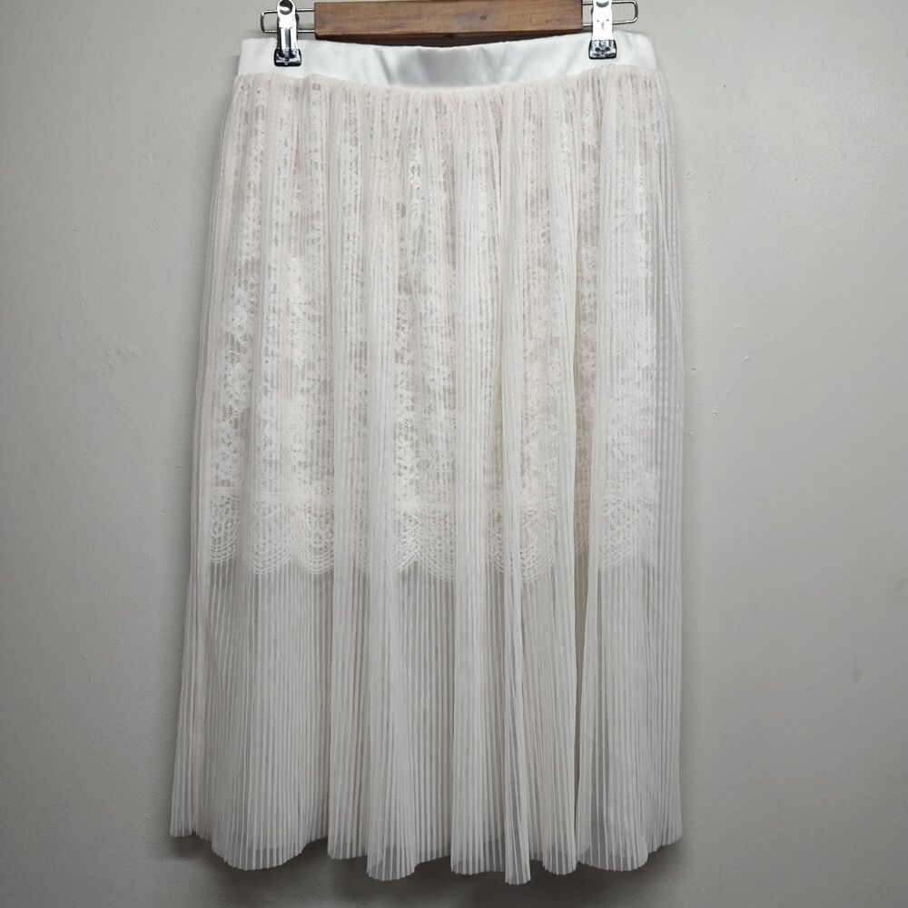 Victoria’s Secret Dream Angels Pleated Tulle Lace Skirt Women M White Feminine